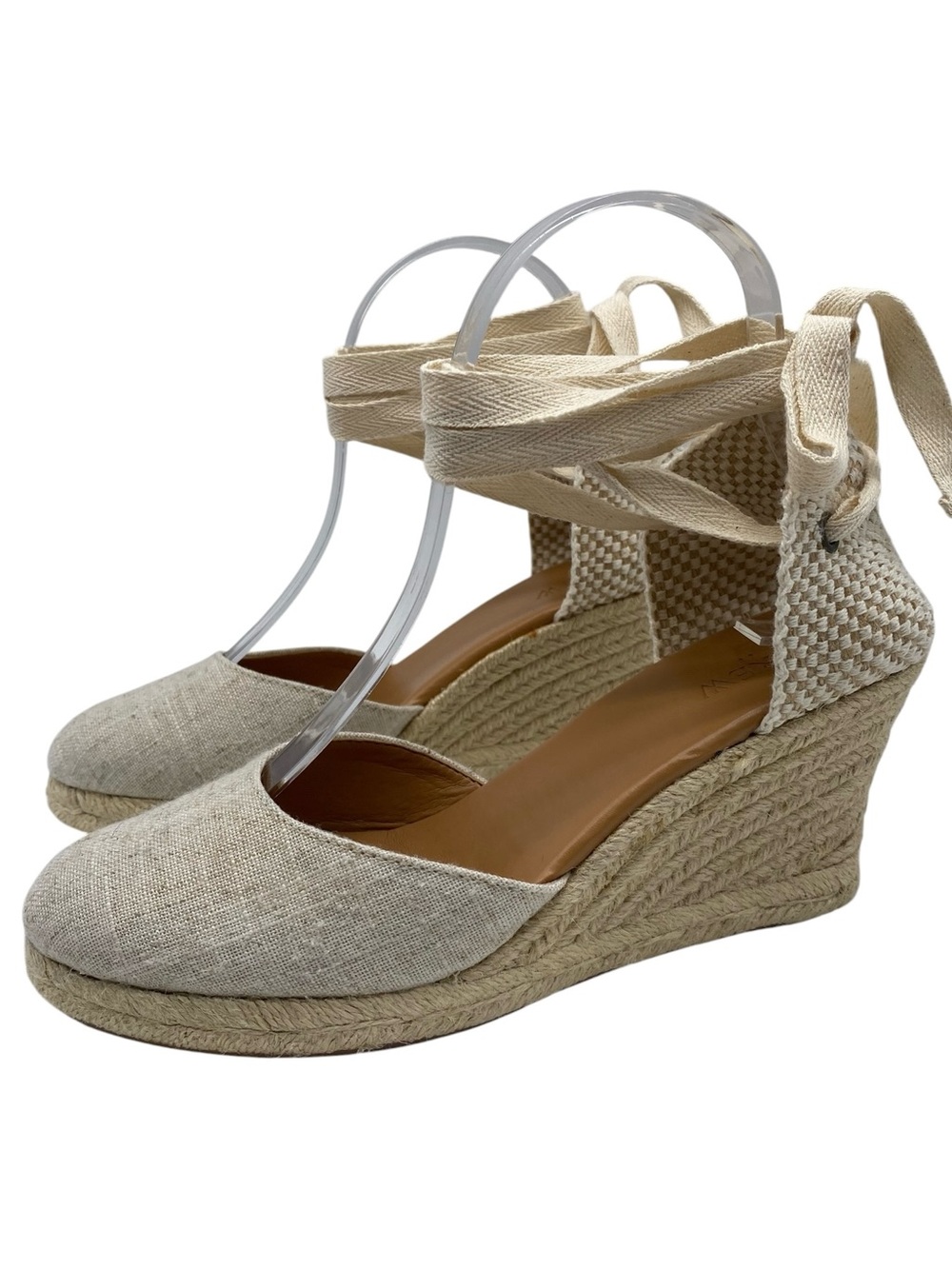J. Crew Womens Shoes Lace Up Espadrille Wedges Sz 7.5 Cream Ankle Tie Feminine